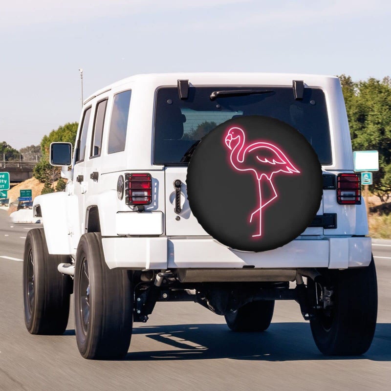 Foruidea Pink Flamingo Spare Tire Cover Dust-Proof Wheel Tire Cover Fit Trailer, RV, SUV and Many Vehicle 17 Inch - Image 3